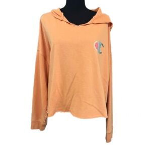 Champion Women's Marigold Orange Fall Cropped Logo Hoodie Size XL Streetwear